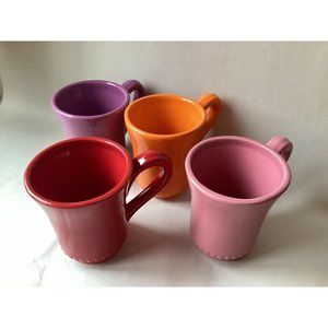 Williams Sonoma Coffee Mug Set Of 4 Multicolor Pink Purple Orange Red